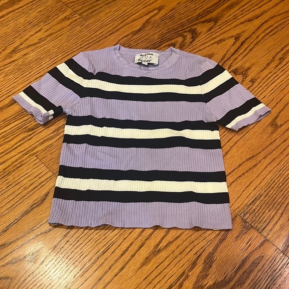J.O.A Woman’s Purple Striped Tee Size XS - Picture 1 of 4